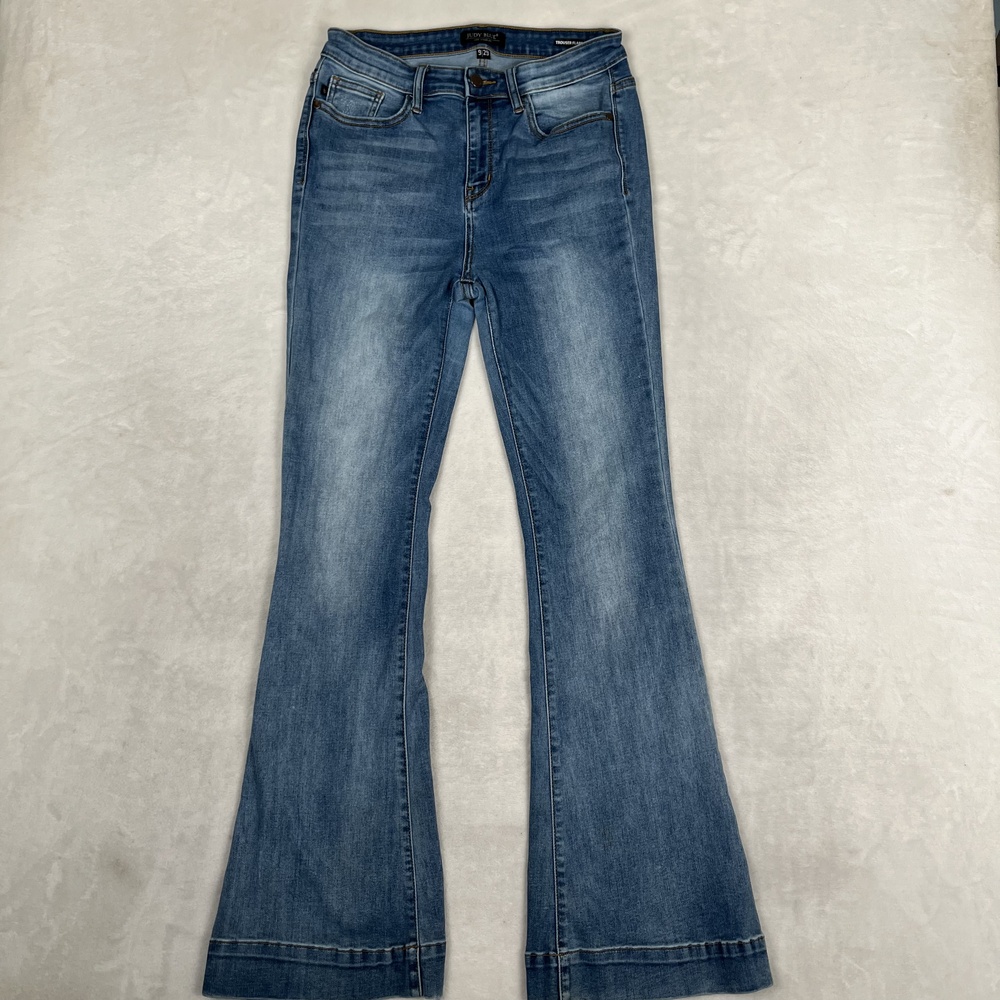 Judy Blue Trouser Flare Jeans Womens 9 / 29 Blue Medium Wash Stretch Denim